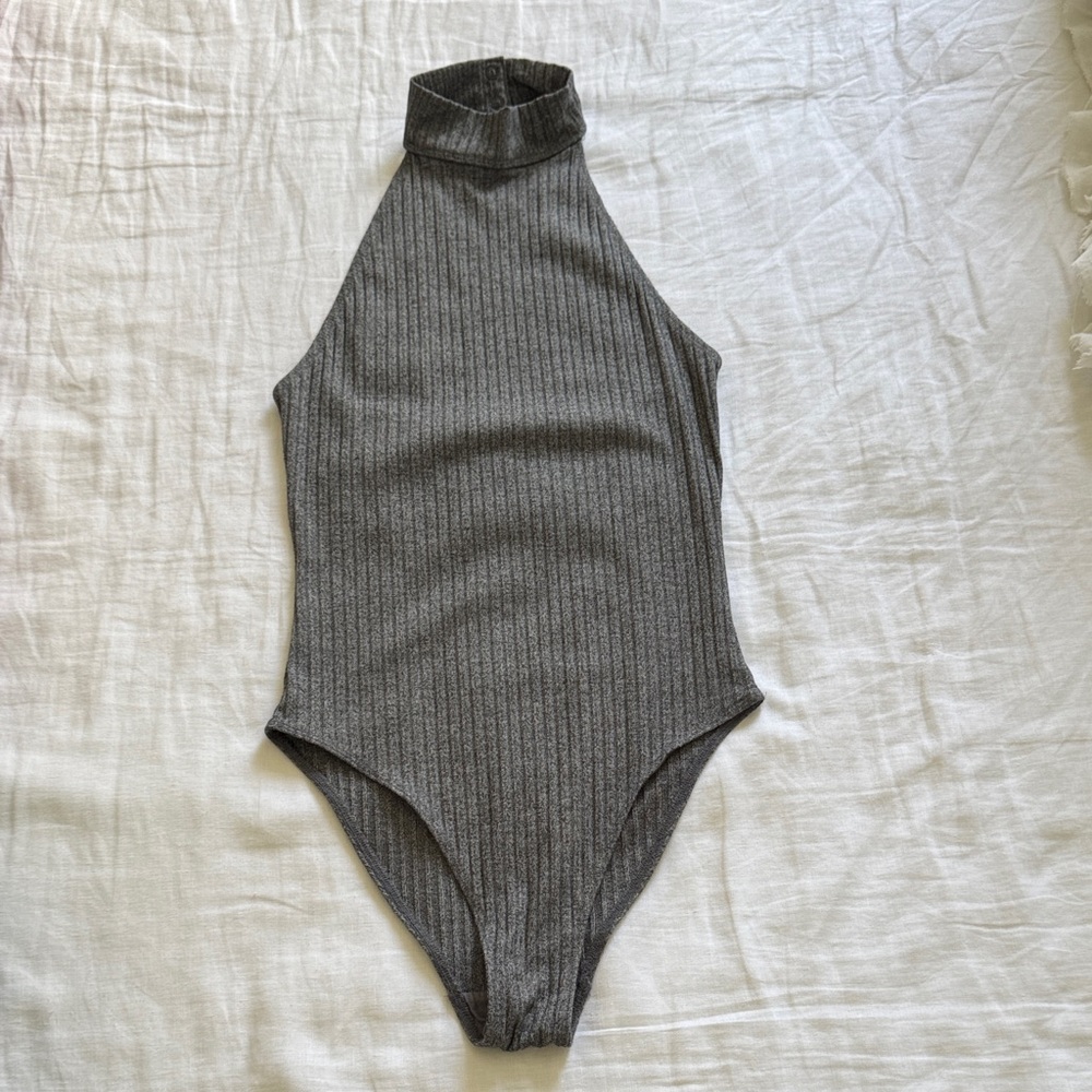 Urban Outfitters Charcoal Ribbed Bodysuit